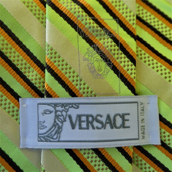 Versace Other - Versace Italy Tie Silk Medusa Logo Striped